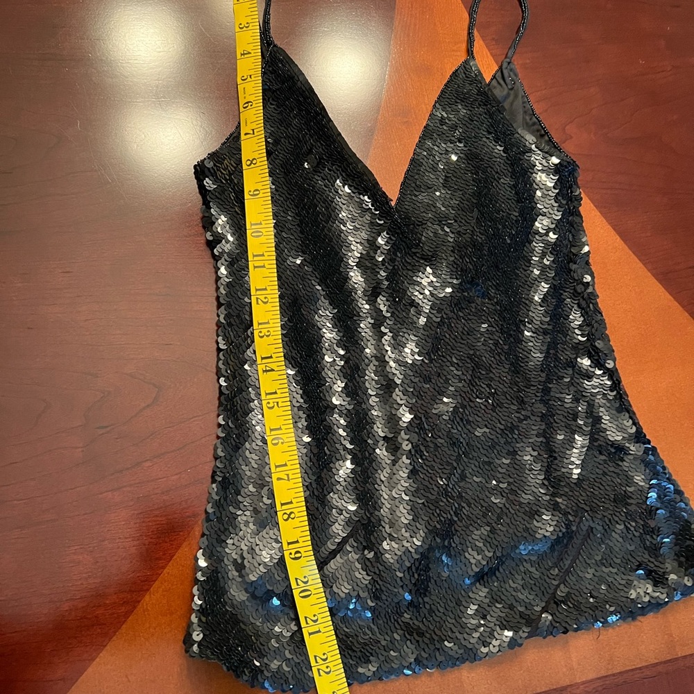 Cache Black Spaghetti Strap Full Sequin Pull-On T… - image 2